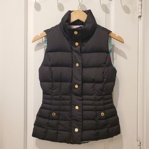 Lilly Pulitzer Black Puffer Vest with Gold Accents